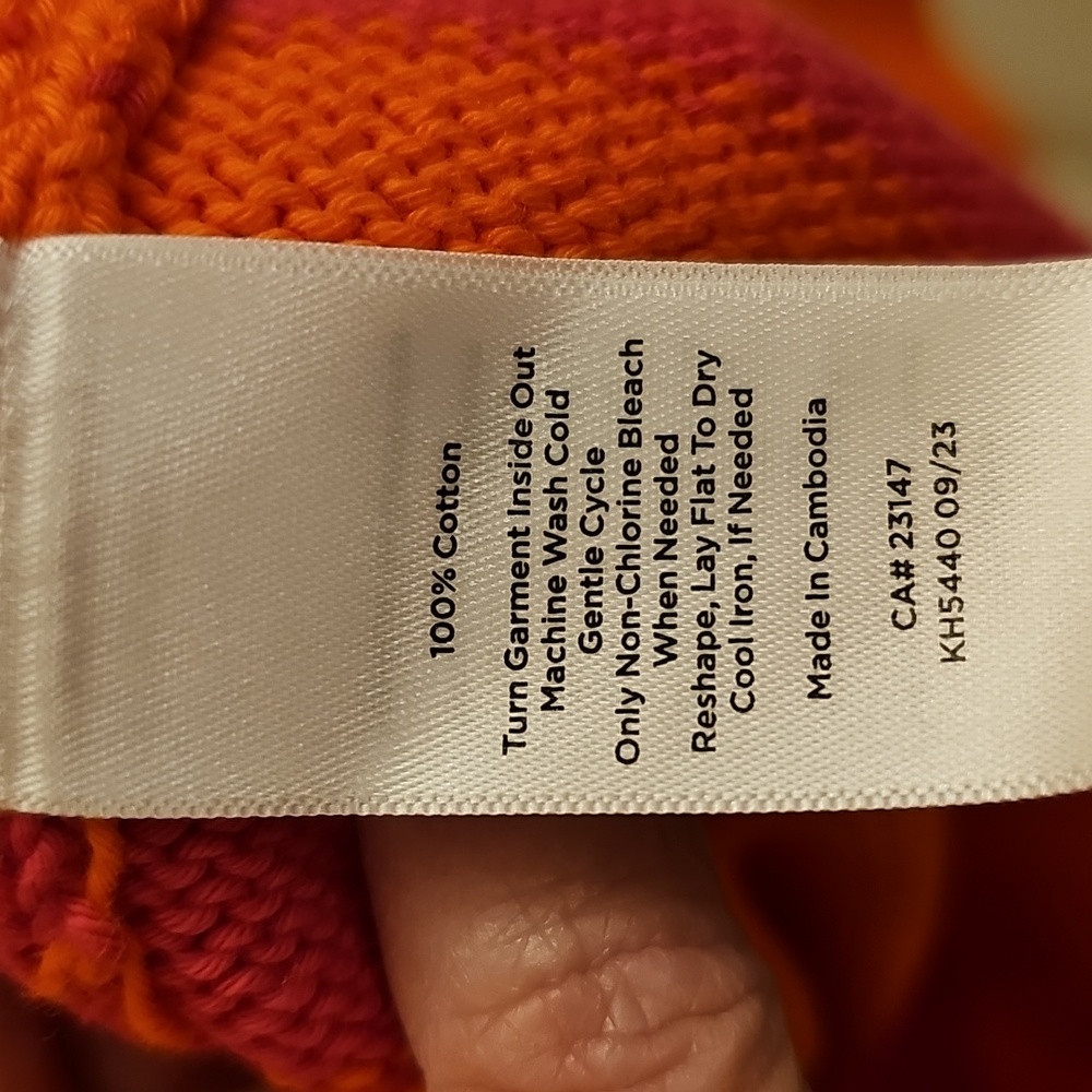 Talbots Women's Orange Striped Sweater - Picture 7 of 8